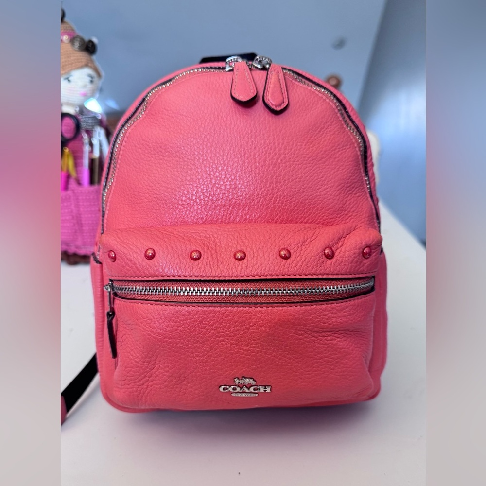 🌸🌸Coach Pink Leather Backpack.EUC🌸🌸